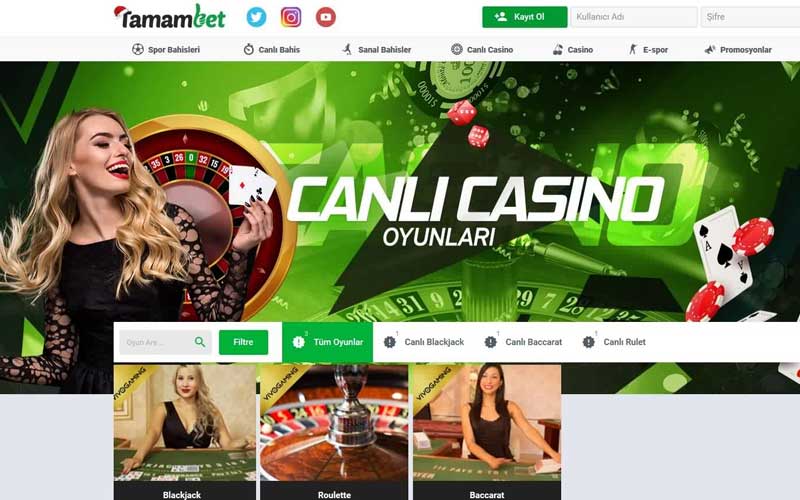 Tamambet Giriş Adresi, Tamambet Canlı Casino ve Bonuslar